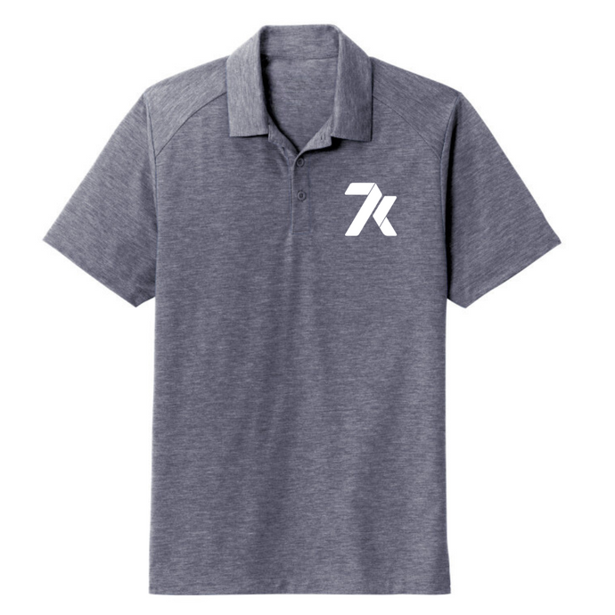 7k Logo - Tri-Blend Wicking Polo - True Navy Heather