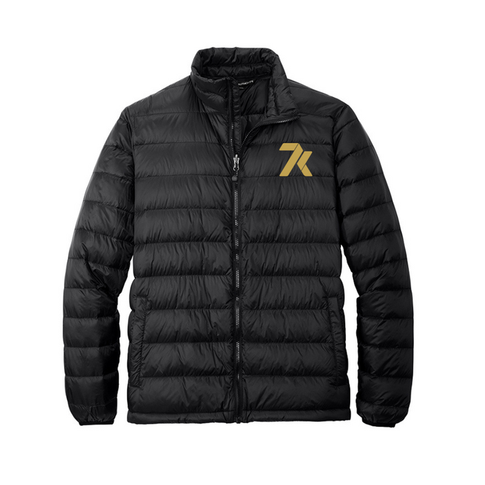 7k Logo Down Puff Jacket - Unisex - Black (Gold Embroidery)