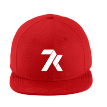 Load image into Gallery viewer, Red Flat Bill Snapback Cap with White 7k Logo