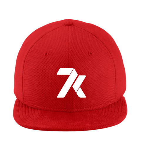 Red Flat Bill Snapback Cap with White 7k Logo