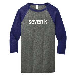 Seven K 3/4-Sleeve Baseball Unisex Tee - Grey/ Navy Triblend