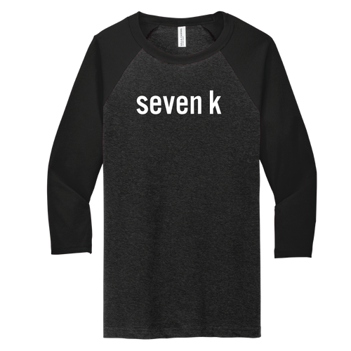 Seven K 3/4-Sleeve Baseball Unisex Tee - Black/ Black Heather Black