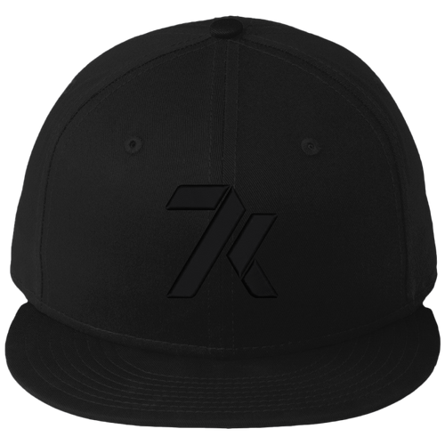 Black Flat Bill Snapback Cap with Black 7k Logo