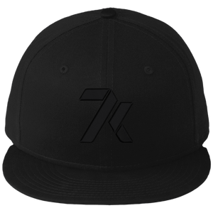 Black Flat Bill Snapback Cap with Black 7k Logo
